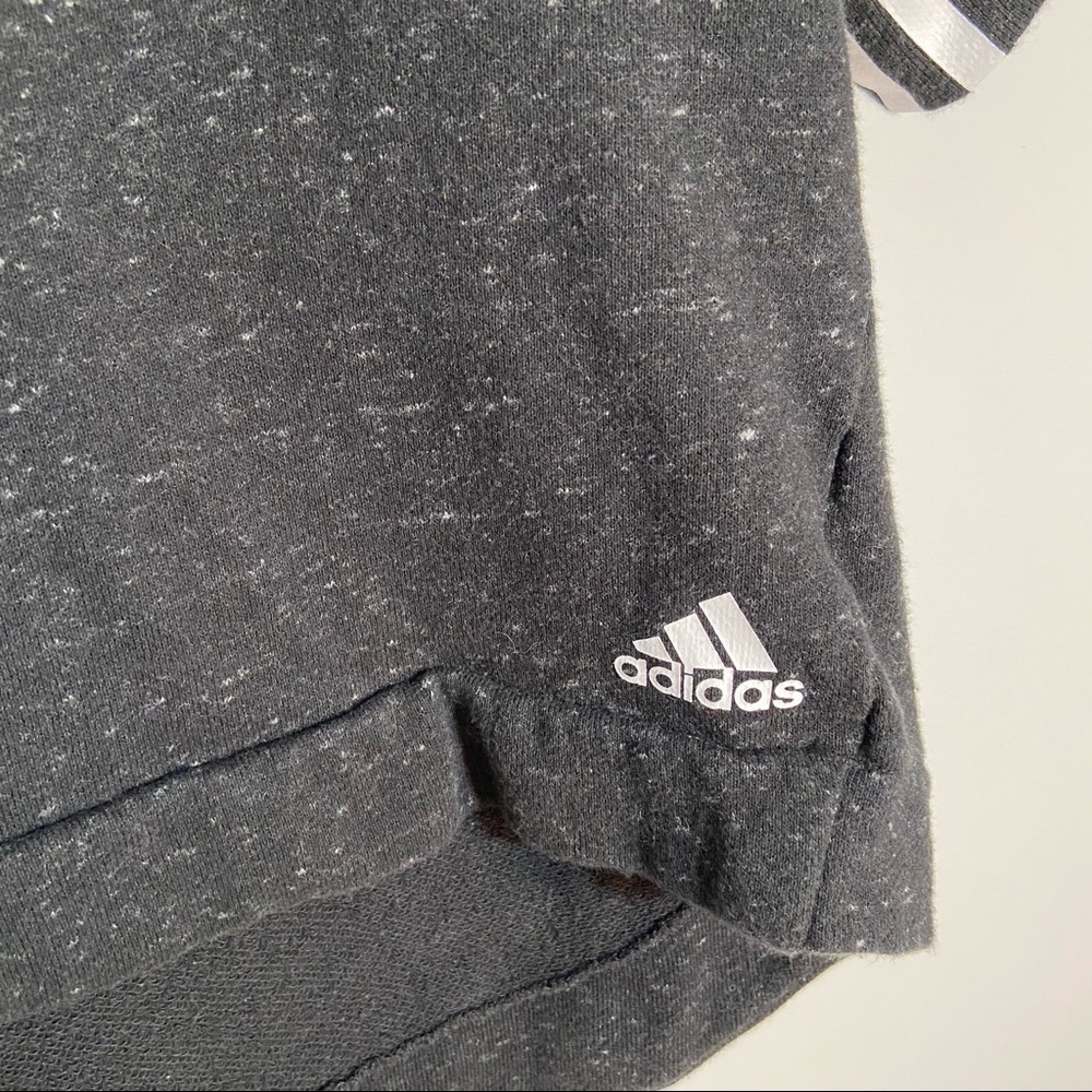 Adidas Heathered Raglan Sleeve Crop Sweatshirt - Picture 6 of 7